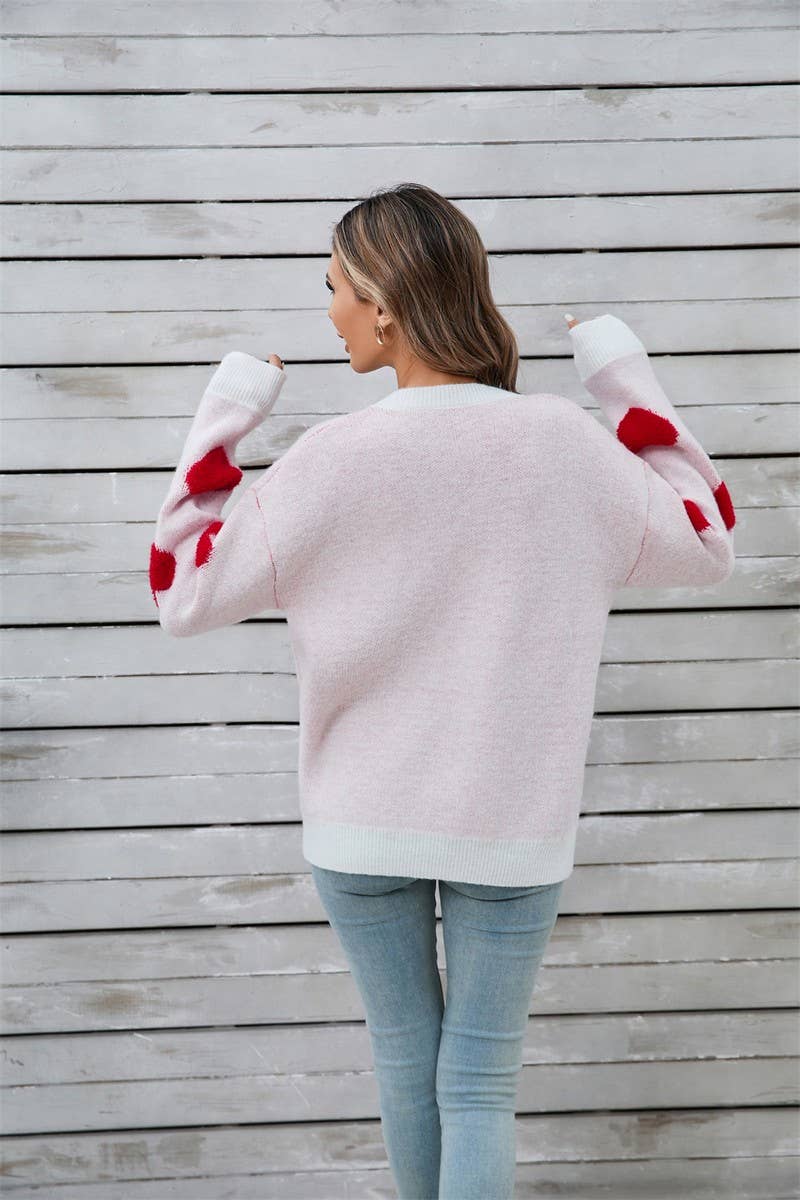 CWOSWL5785_VALENTINE'S DAY HEART LONG SLEEVE KNIT SWEATER