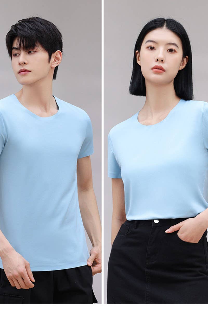 CWTTS00719_SOLID COLOR COOL ICE SILK SHORT SLEEVE T-SHIRT