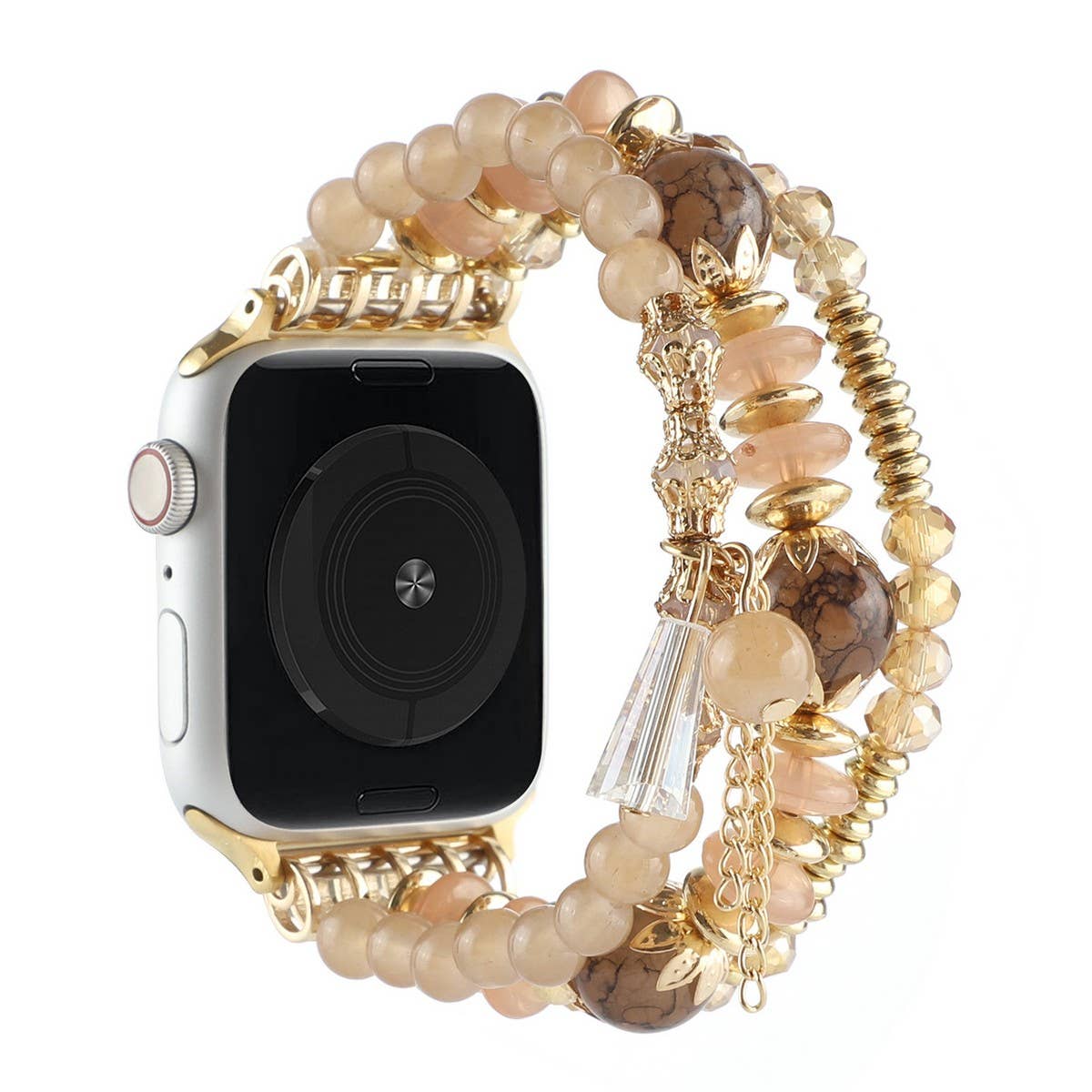 APPLE WATCH 7-1 THREE-ROW PEARL ELASTIC STRAP_CWASC1563