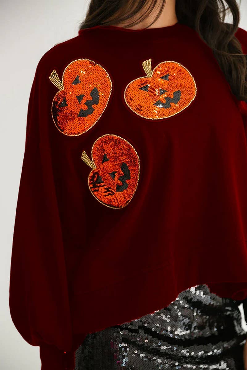 CWTBLL01231_HALLOWEEN PUMPKIN SEQUIN LOOSE SWEATSHIRT