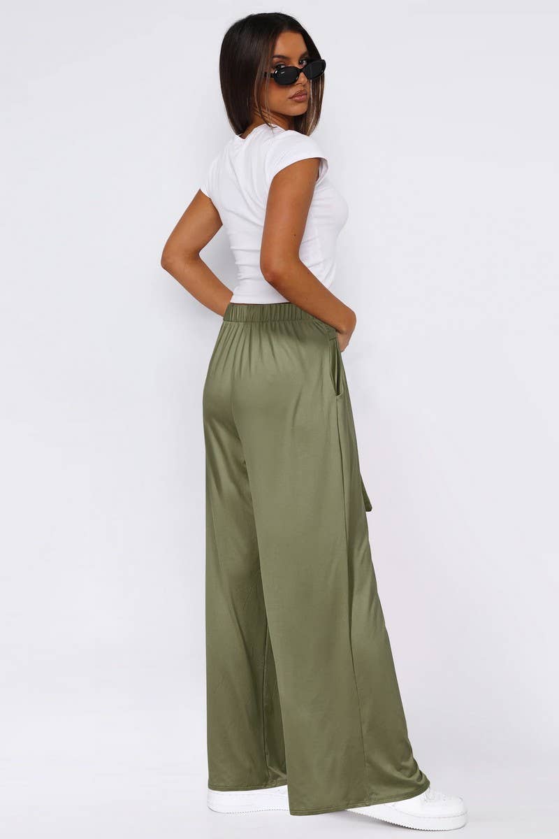 CWBLP01042_SOLID DRAWSTRING LOOSE WIDE LEG PANTS