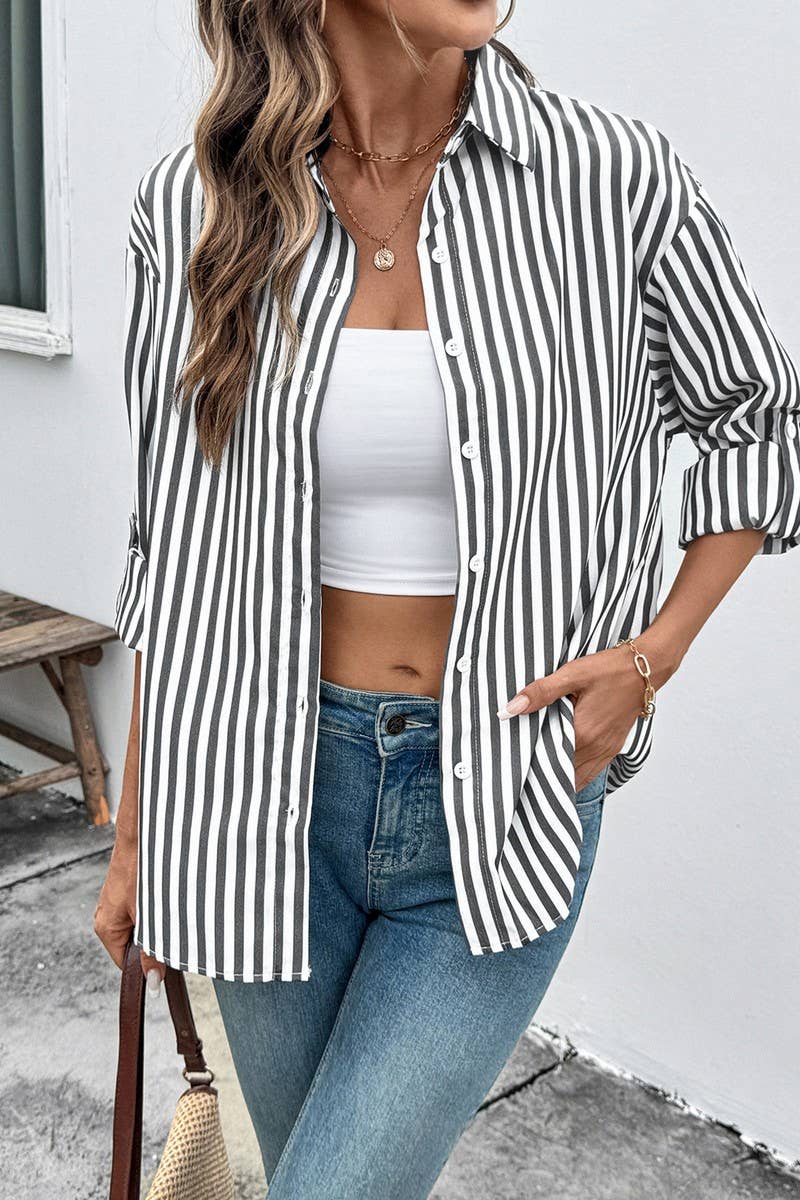 CWTSTL00962_STRIPED LONG SLEEVE LIGHTWEIGHT SHIRT JACKET
