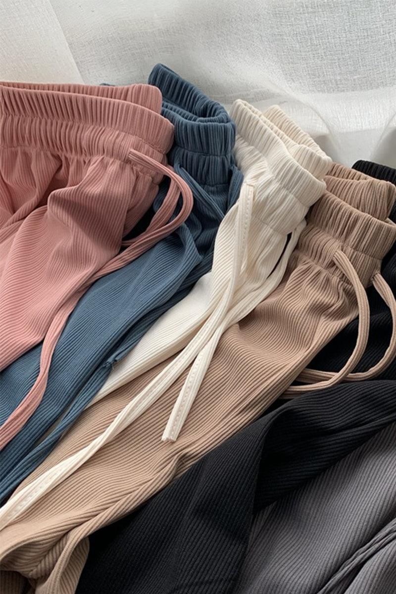 DRAWSTRING CORDUROY COZY CASUAL PANTS - Doublju