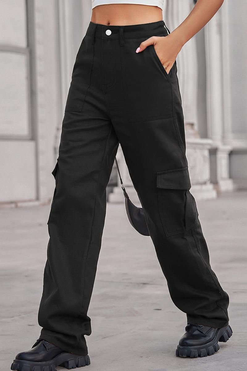SIMPLE BASIC LONG CARGO PANTS - Doublju