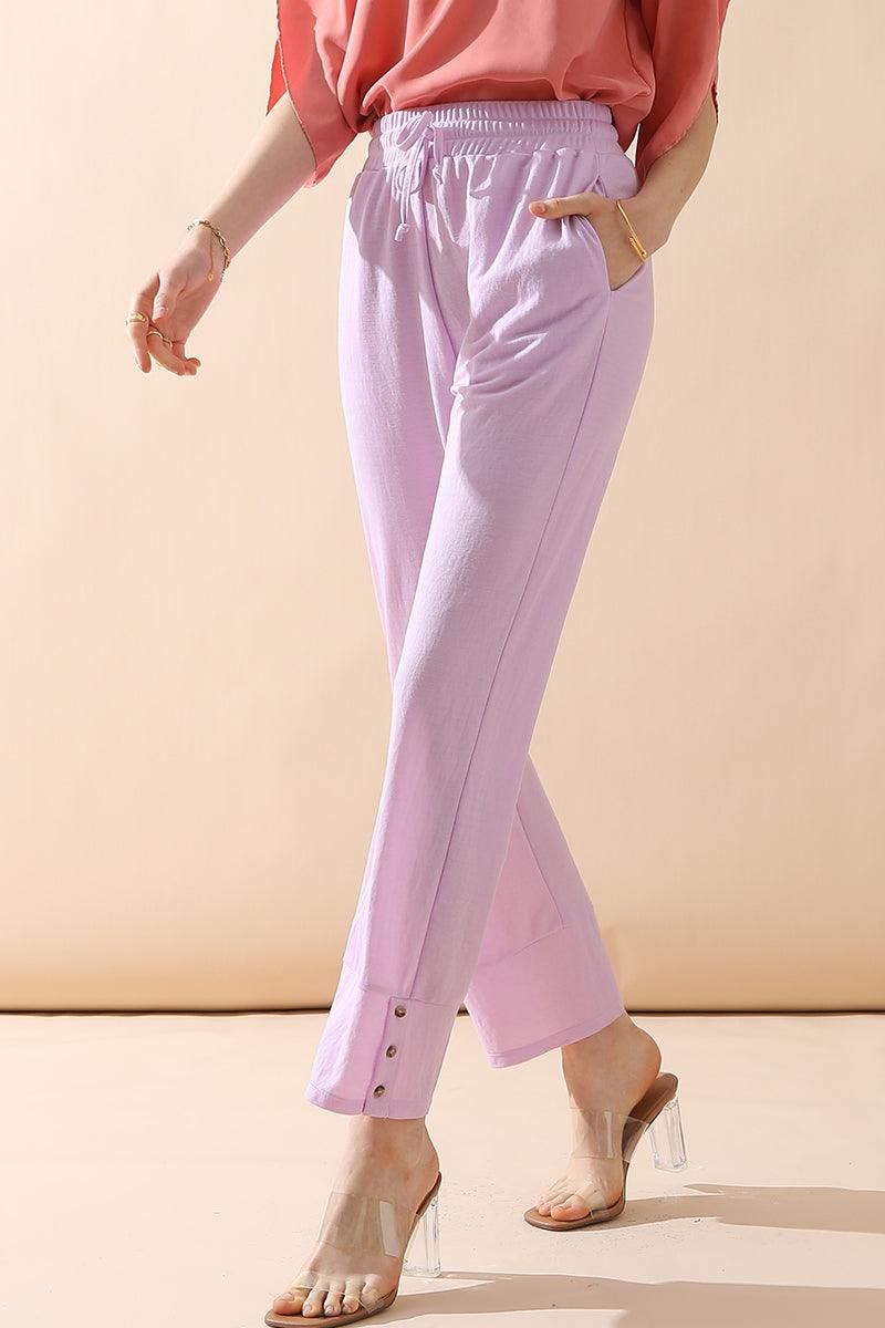 BANDED LONG LEG STRAGHIT PANTS WITH POCKET - Doublju