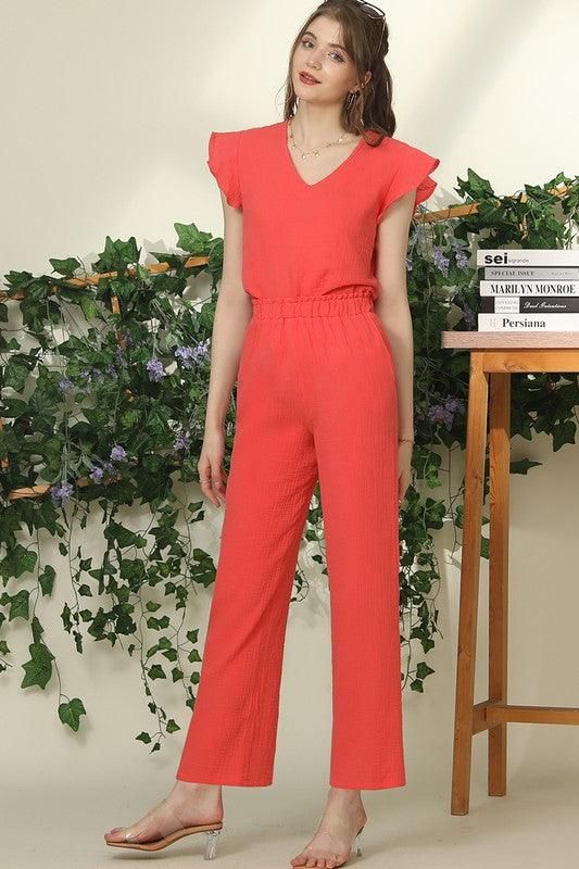 BANDED SMOCKING LONG PANTS - Doublju