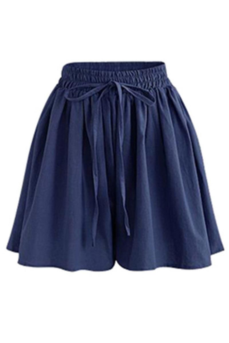 ELASTIC WAIST COMFY CASUAL SHORTS - Doublju