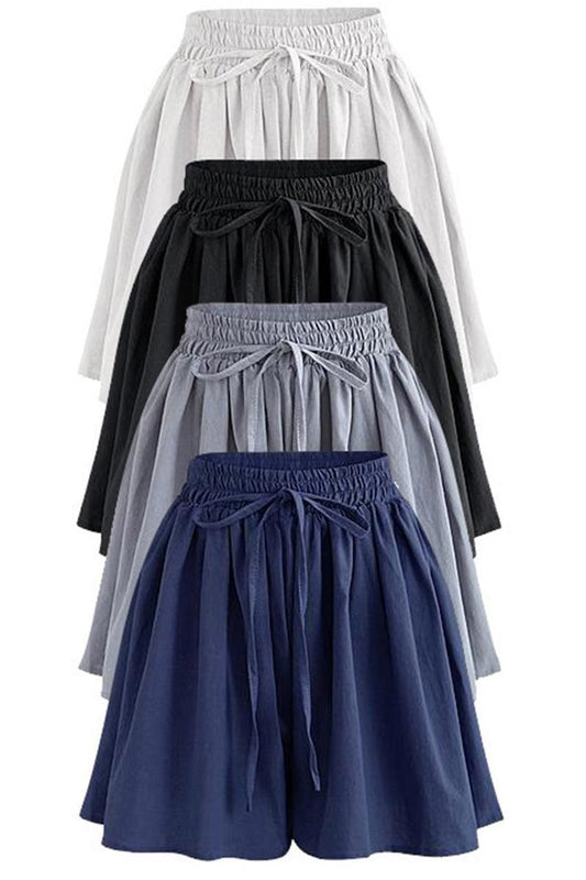 ELASTIC WAIST COMFY CASUAL SHORTS - Doublju