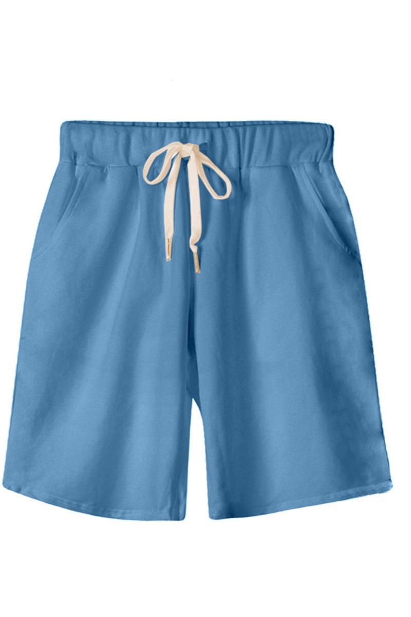 ELASTIC WAIST CASUAL WOMEN SHORTS - Doublju