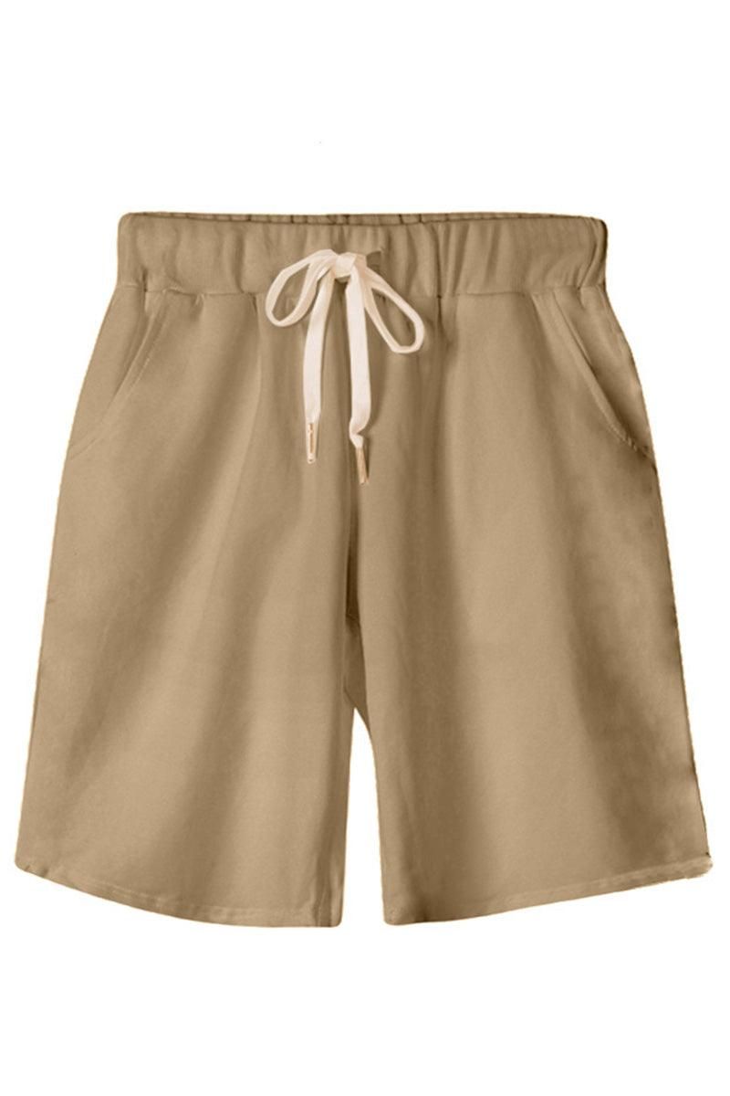 ELASTIC WAIST CASUAL WOMEN SHORTS - Doublju