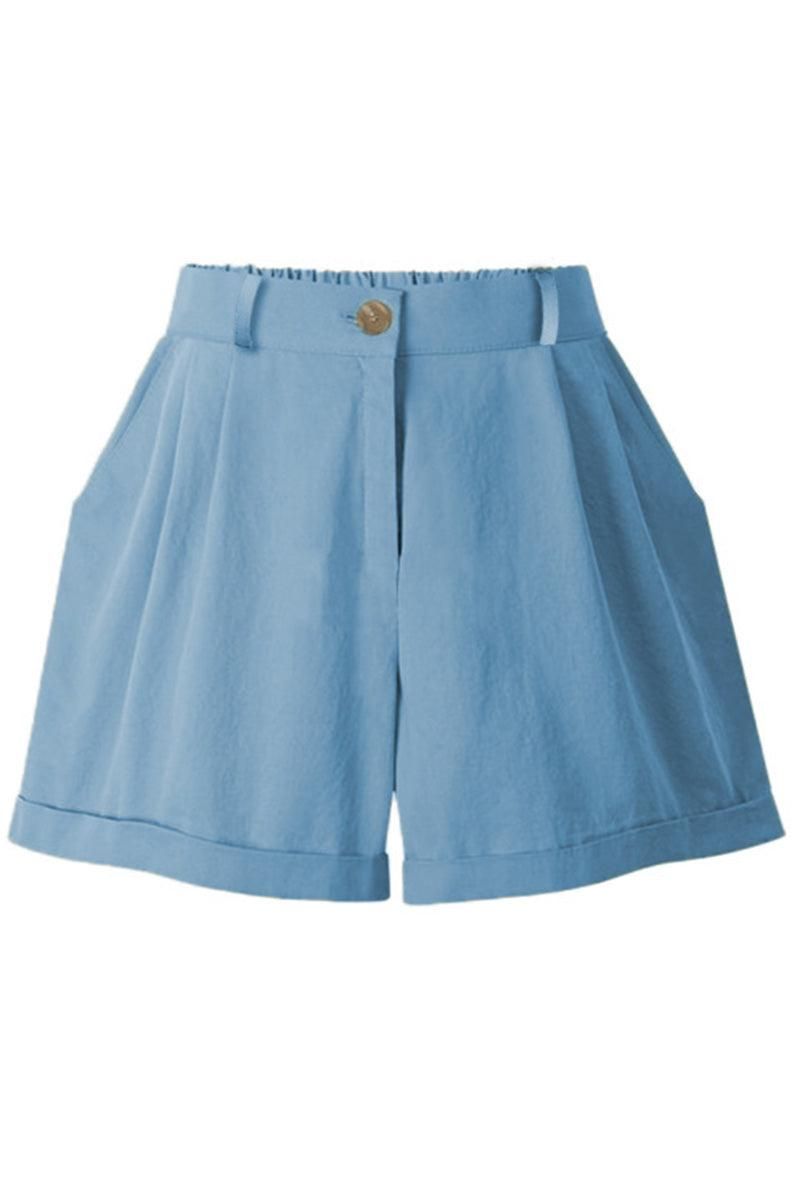 BUTTON CLOSURE CASUAL ROLLED SHORTS - Doublju