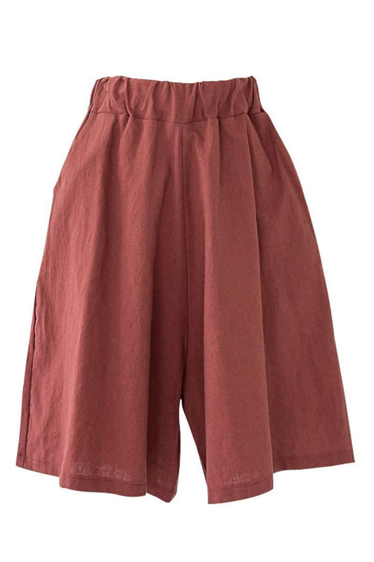 ELASTIC WAIST CASUAL SHORTS WITH POCKETS - Doublju