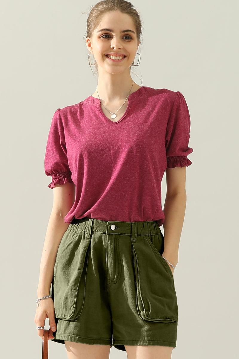 BIG POCKET ELASTIC WAIST CASUAL CARGO SHORTS - Doublju