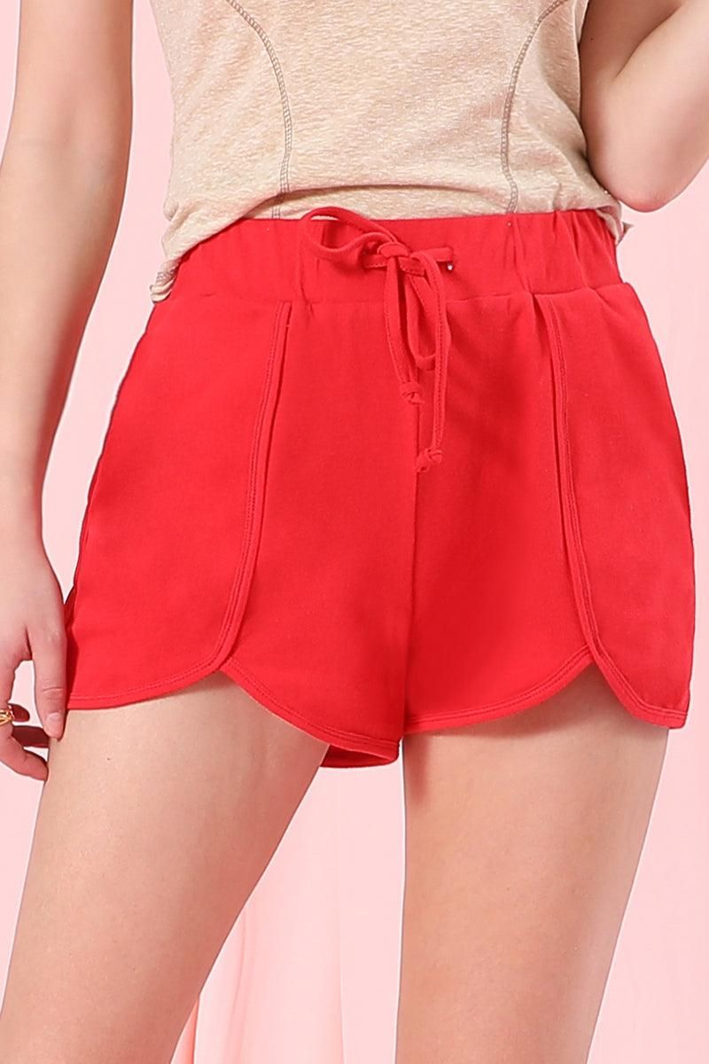 BANDED HIGH WAIST SHORT BINDING PANTS WITH STRING - Doublju