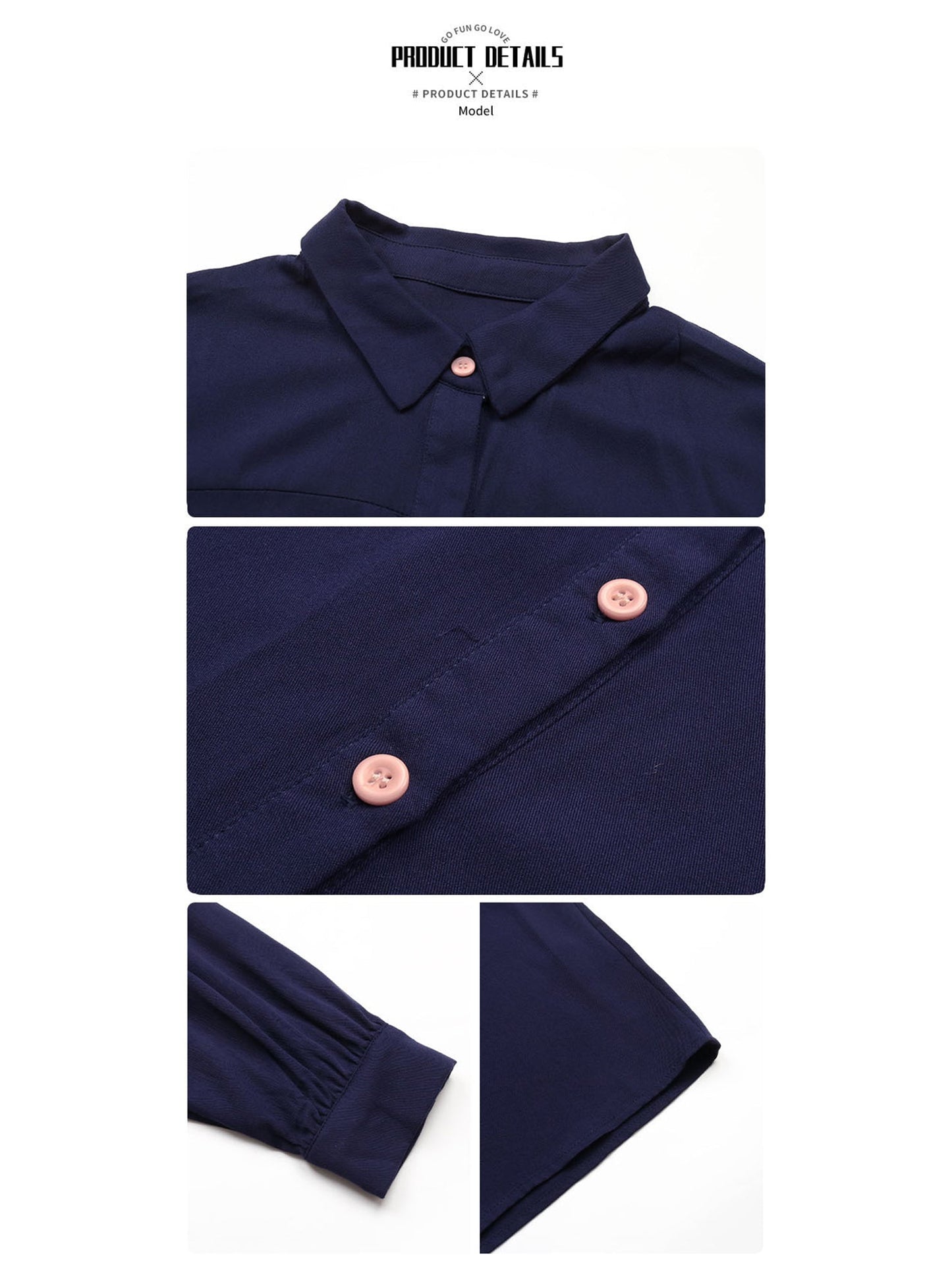 Long-sleeved solid color shirt collar dress
