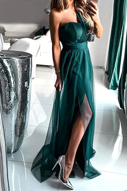 WOMEN CROSS SHOULDER STRAP CHIFFON PARTY DRESS