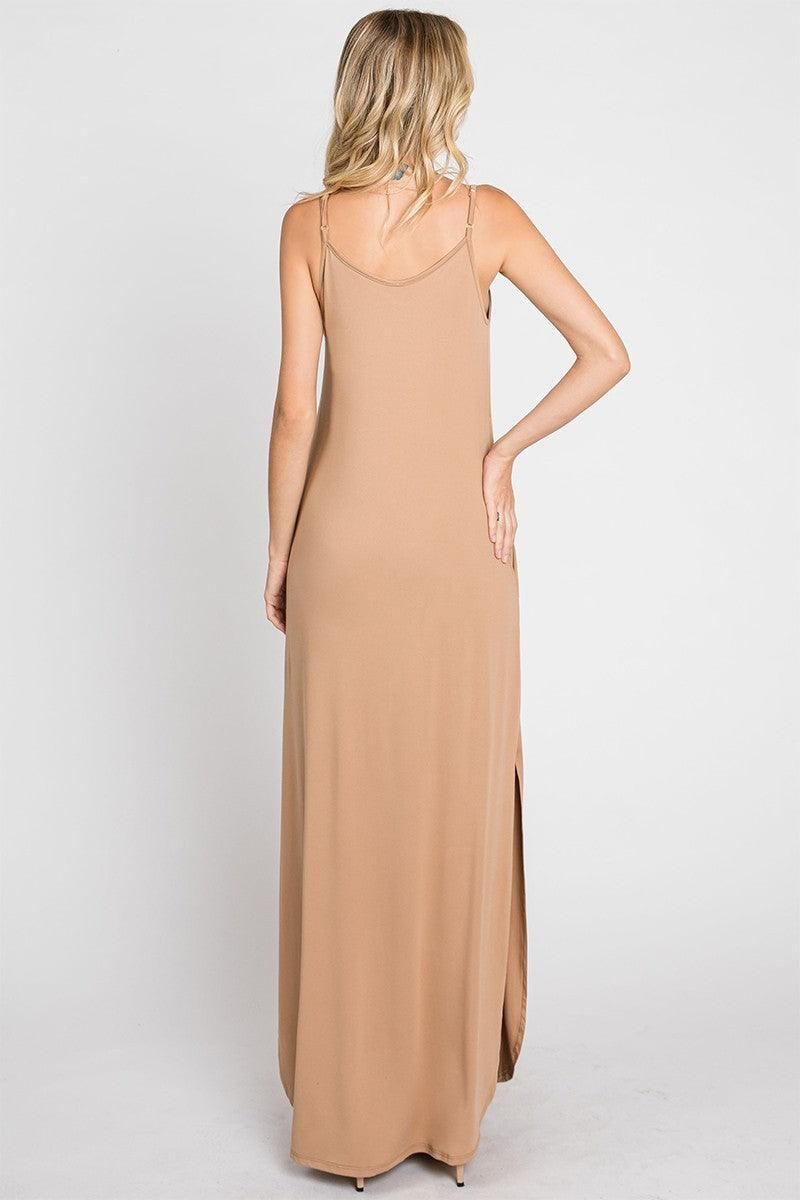 CAMI MAXI DRESS WITH POCKETS - Doublju