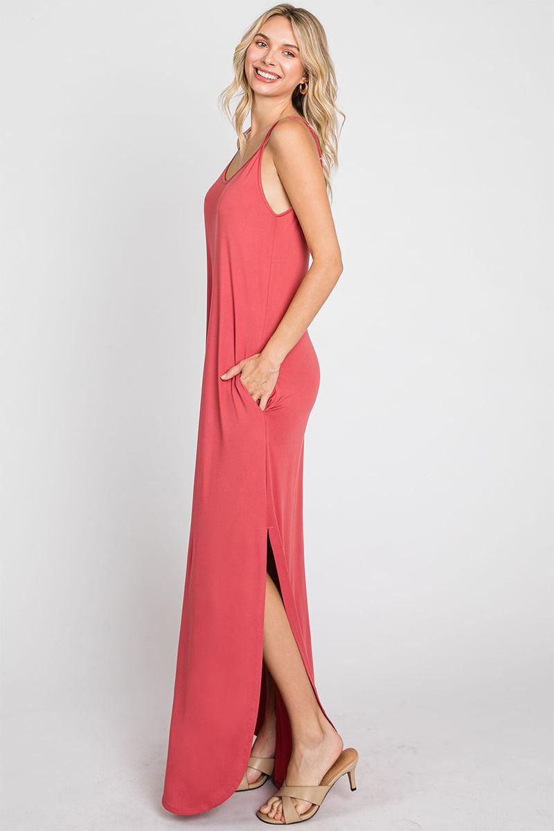 CAMI MAXI DRESS WITH POCKETS - Doublju