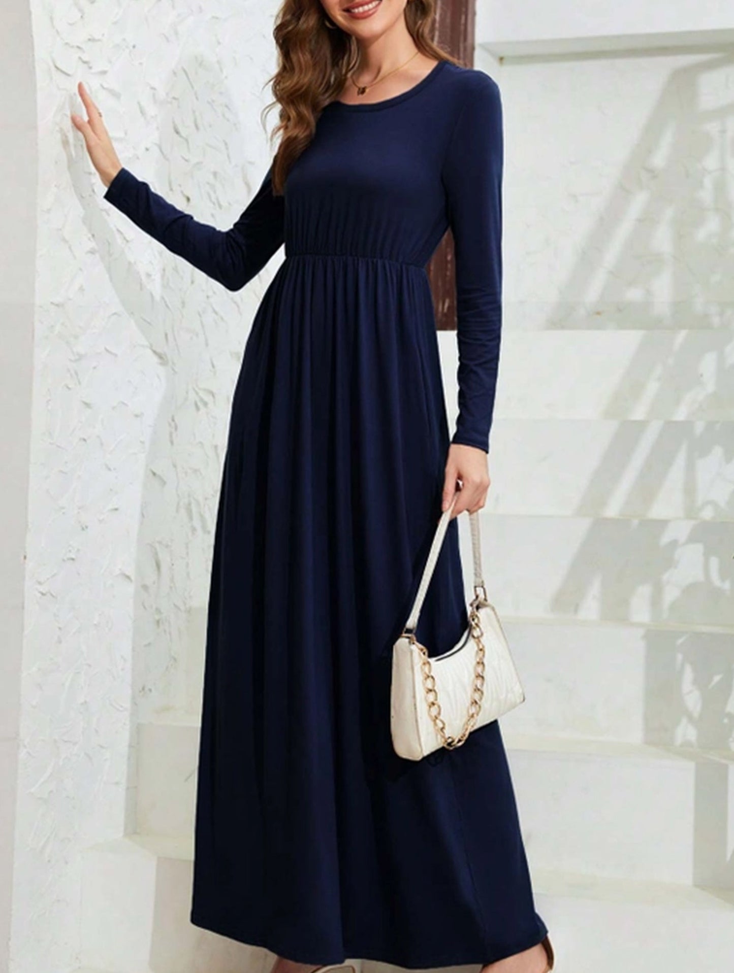 HIGH-WAISTED A-LINE LONG DRESS