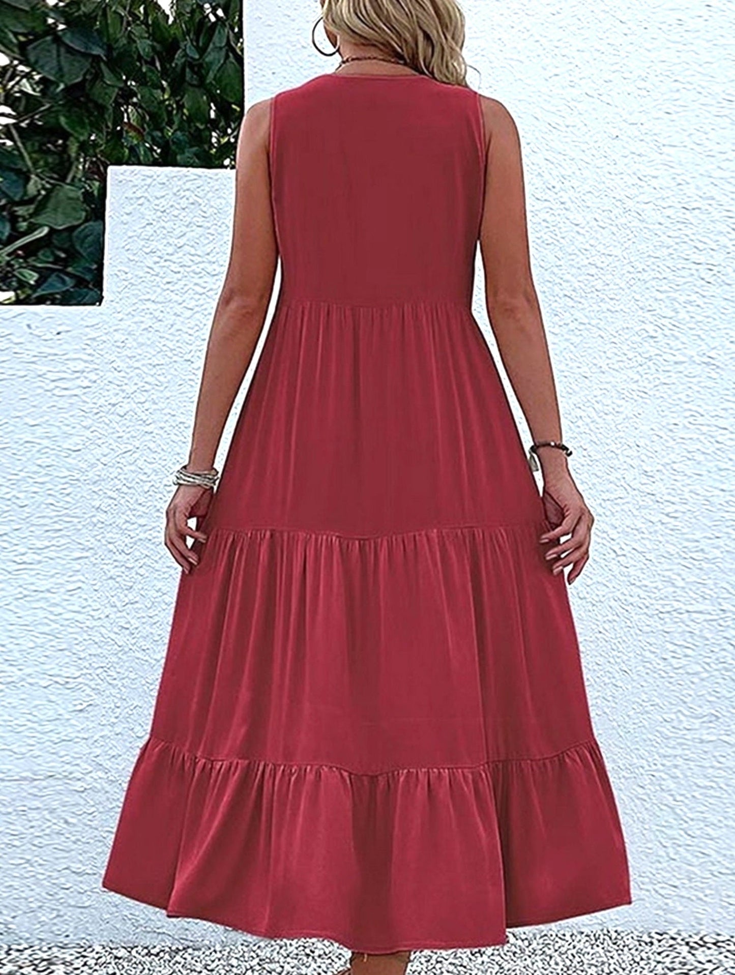 Sleeveless Loose Casual Solid Color Dress ??Lightweight Viscose Summer Dress for Women