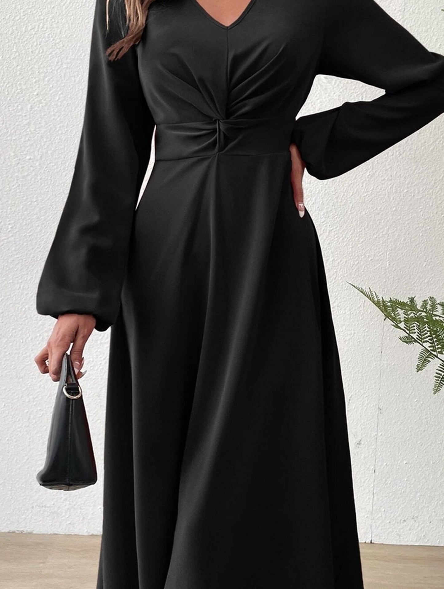 French Royal Sister Style V-Neck Waist Long Dress