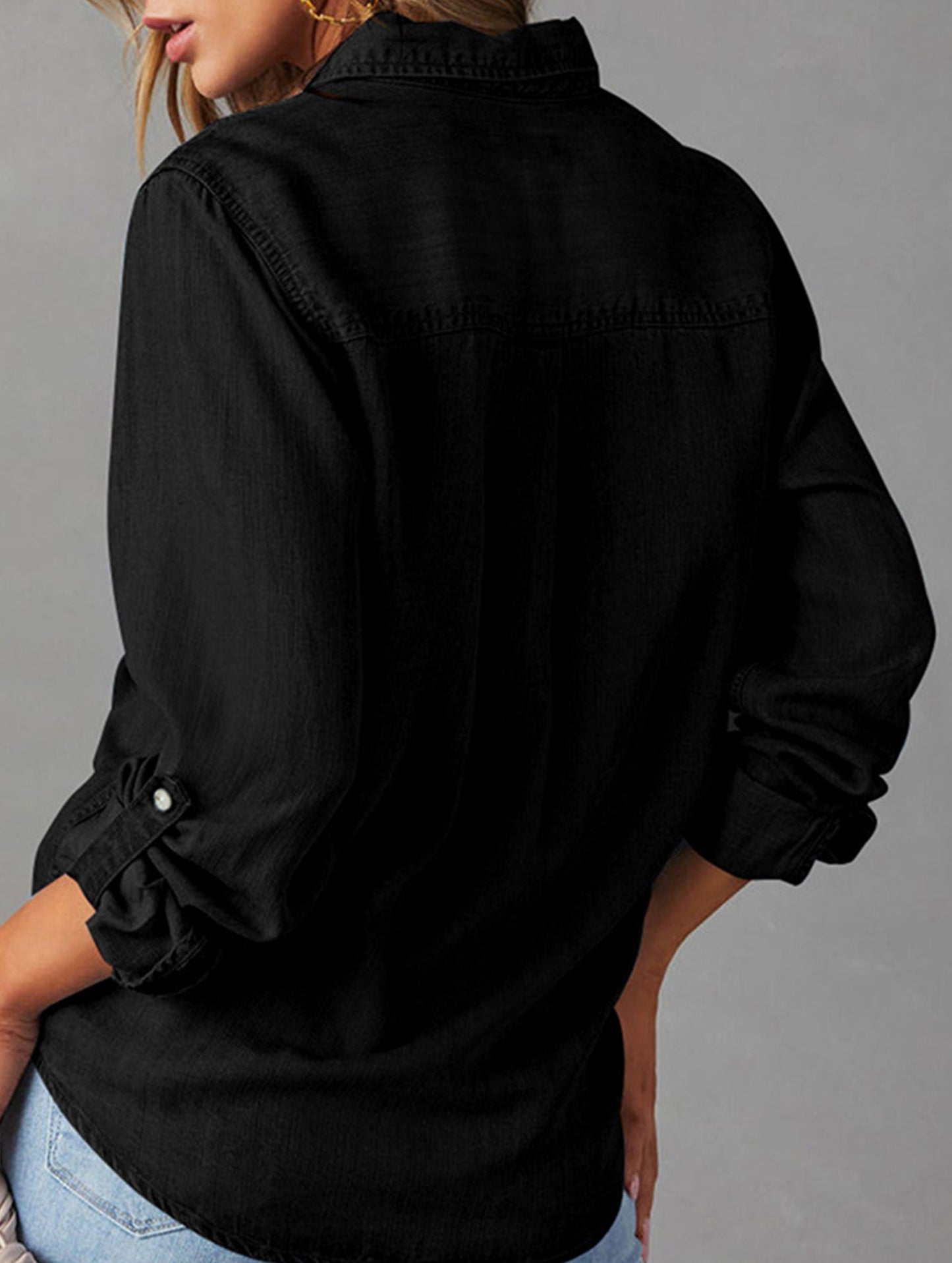 Pure color denim jacket