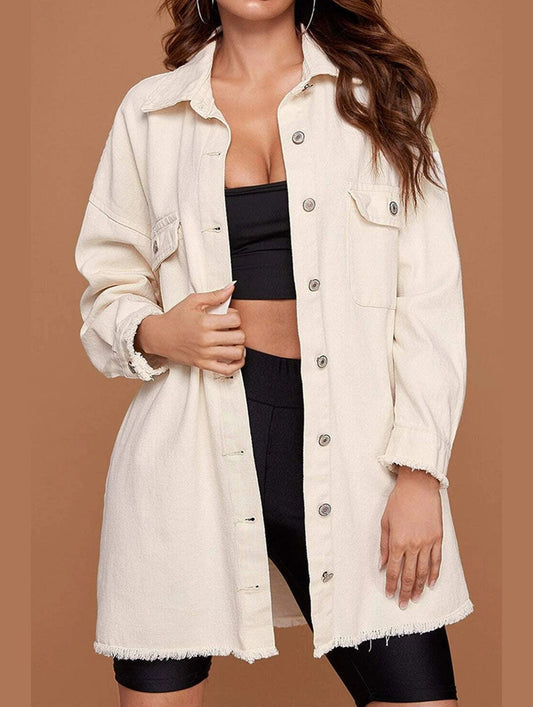 BUTTON DOWN DENIM LONG SHIRTS JACKET