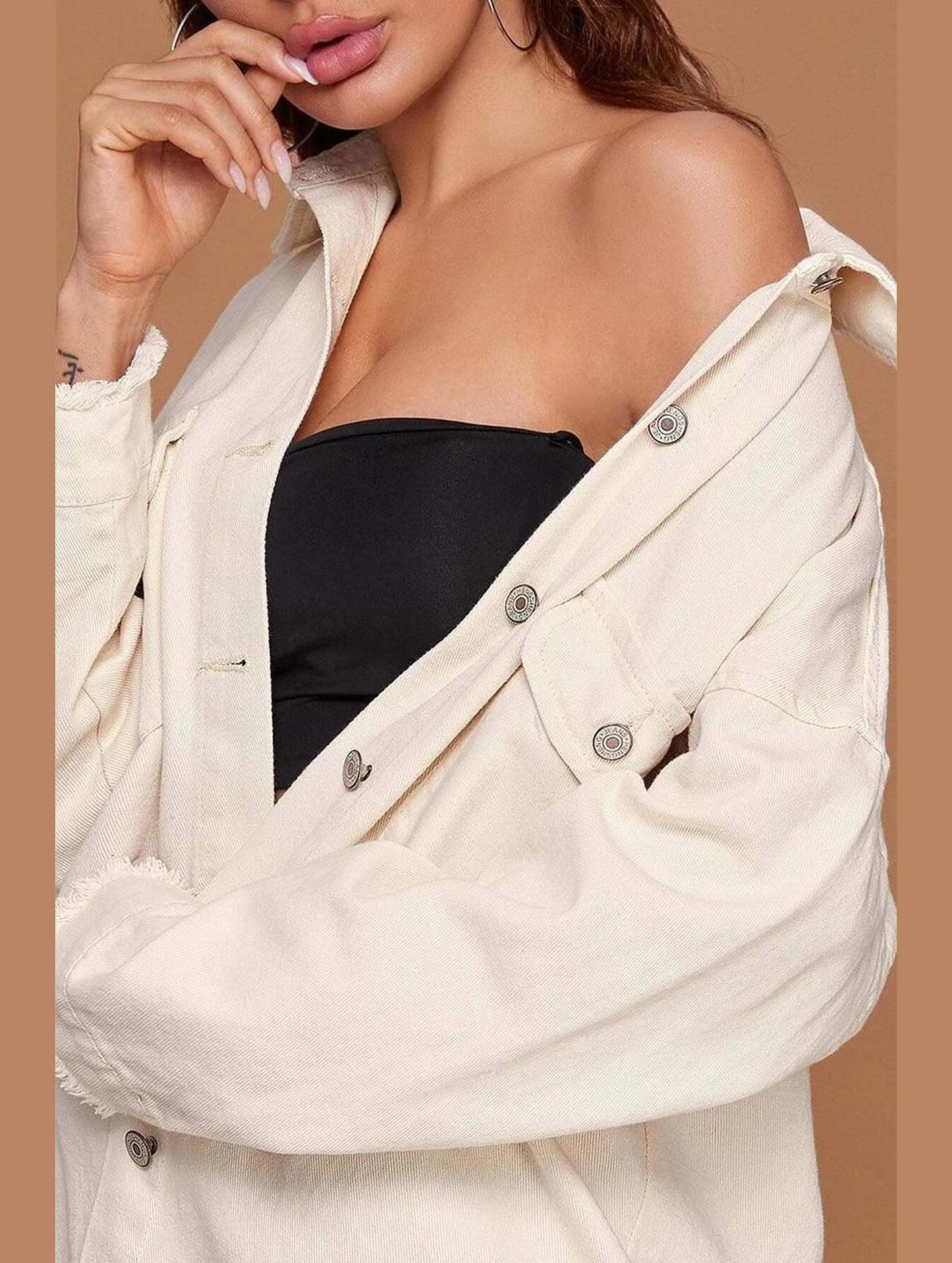 BUTTON DOWN DENIM LONG SHIRTS JACKET - Doublju