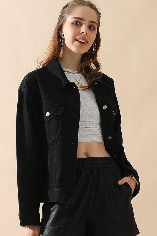 BUTTON DOWN CASUAL DENIM JACKET - Doublju