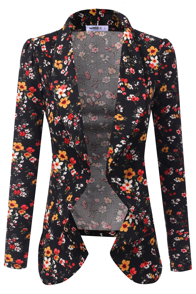 Classic Draped Open Front Blazer Jacket for Women with Plus Size