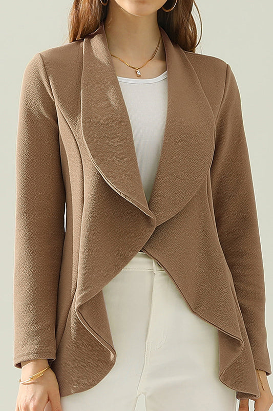 Classic Draped Open Front Blazer Jacket for Women with Plus Size