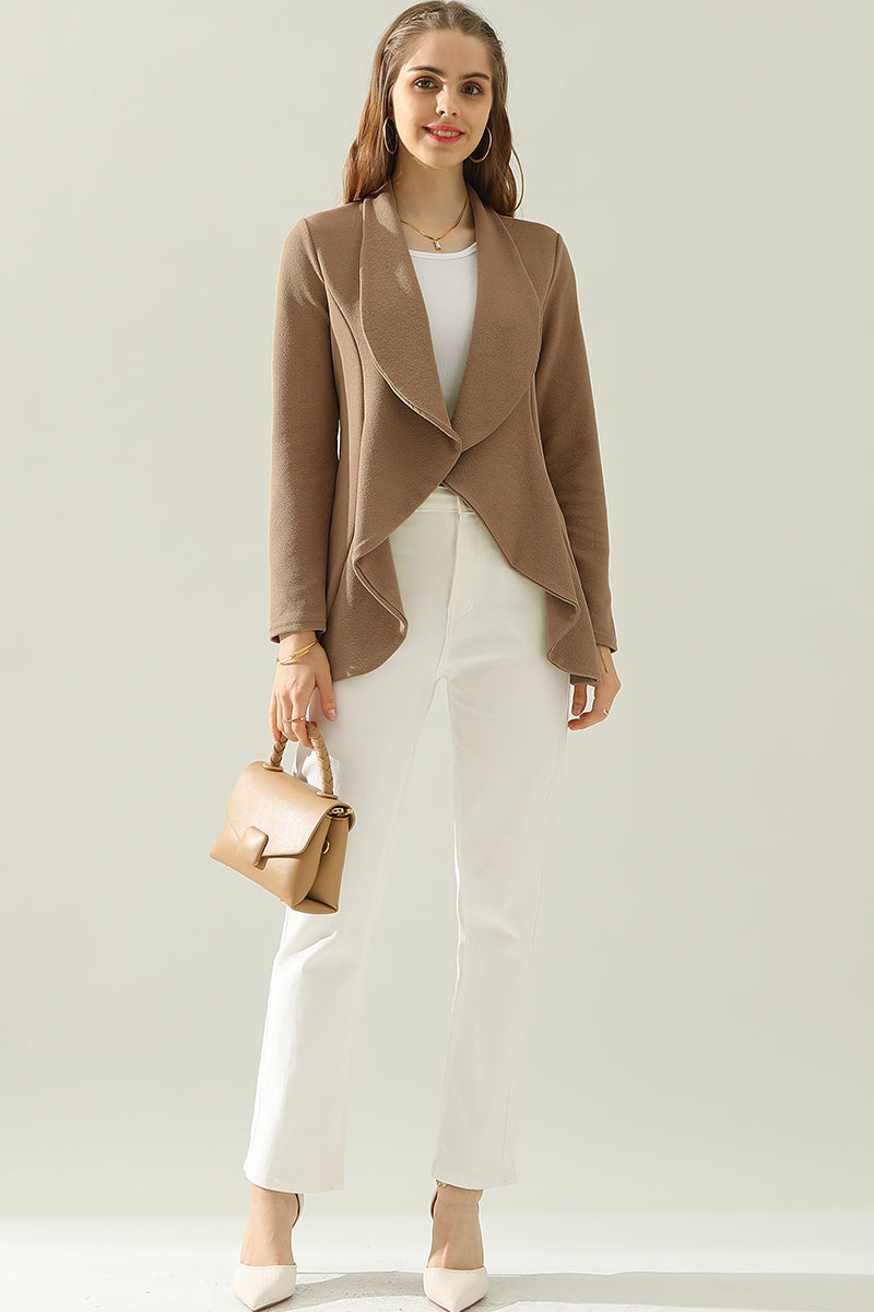 Classic Draped Open Front Blazer Jacket for Women with Plus Size