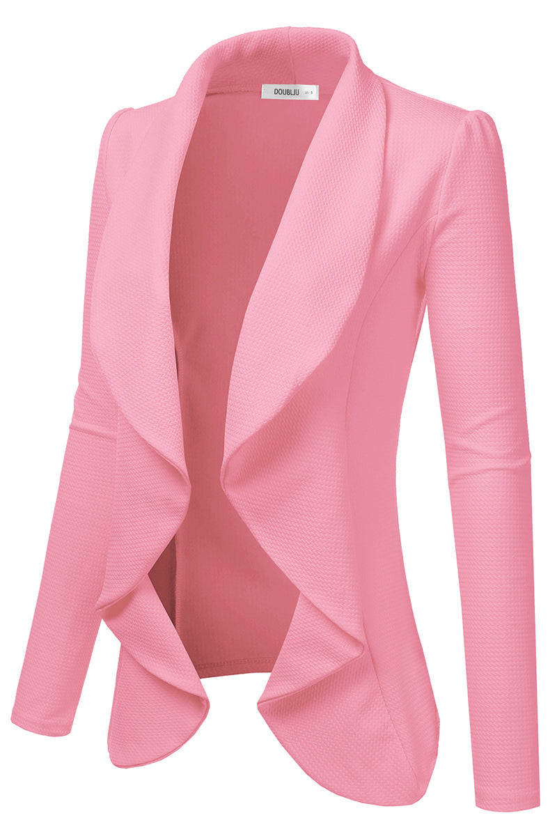 Classic Draped Open Front Blazer Jacket for Women with Plus Size