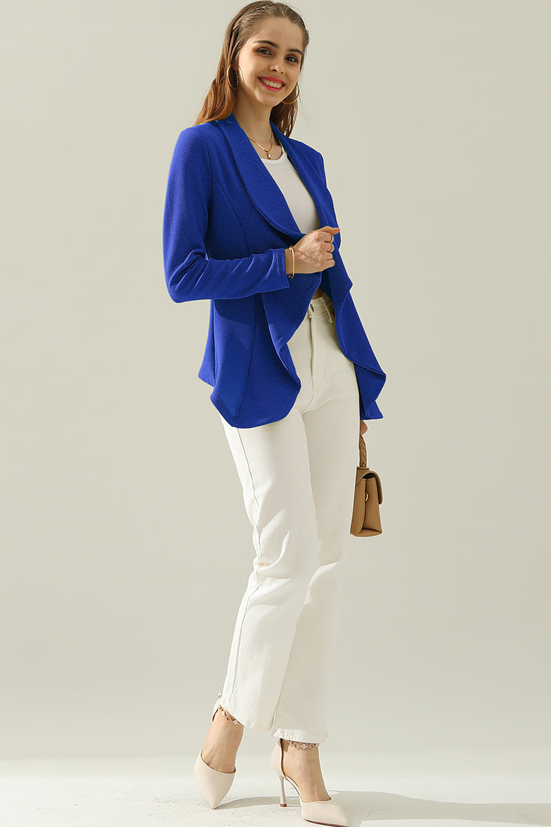 Classic Draped Open Front Blazer Jacket for Women with Plus Size