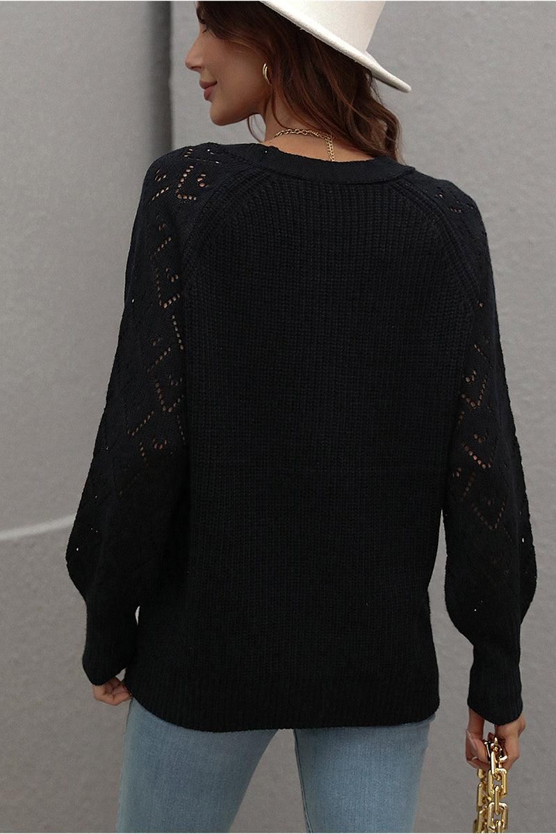 BUTTONED CASUAL KNIT CARDIGAN - Doublju