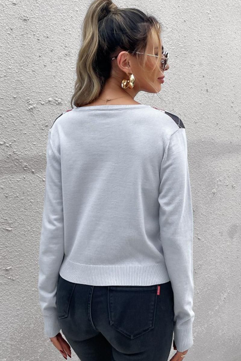 COLOR PATTERNED BUTTON DOWN COZY CARDIGAN - Doublju