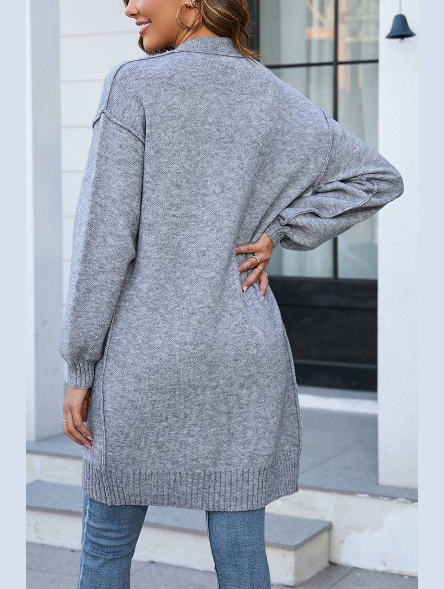 Women?™s Ribbed Open Front Cardigan with Pockets | Casual Knitwear