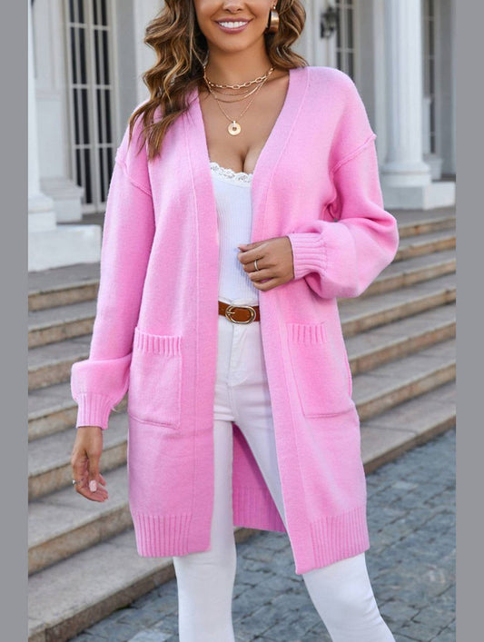 Women?™s Ribbed Open Front Cardigan with Pockets | Casual Knitwear