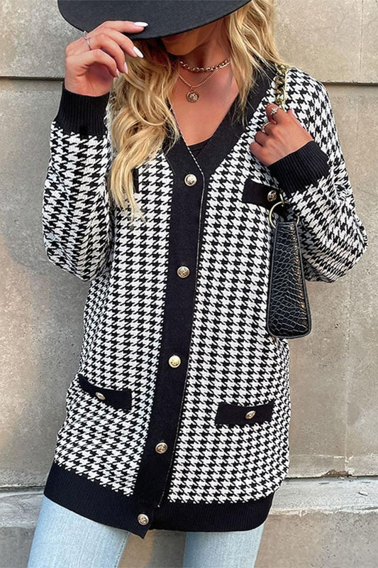 BUTTON CLOSURE PATTERNED CASUAL JACKET - Doublju