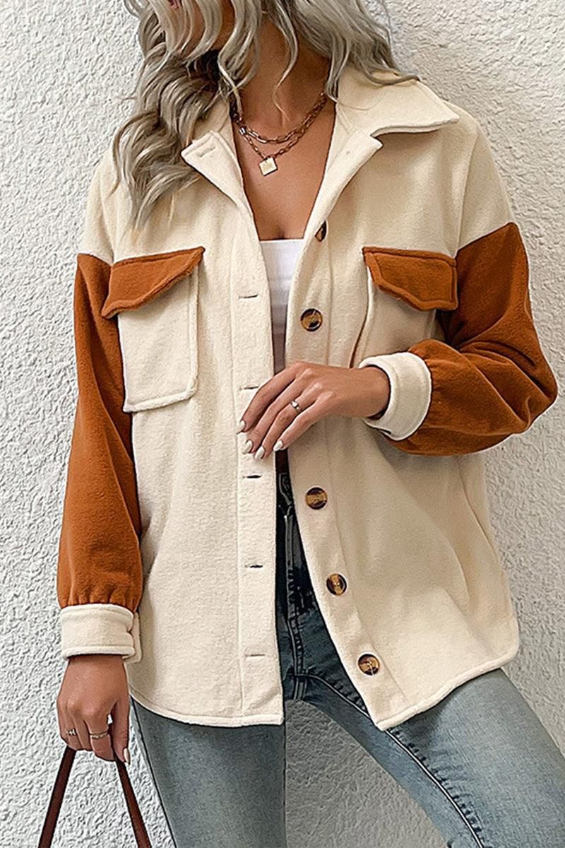 BUTTON DOWN LAPEL JACKET WITH POCKETS - Doublju