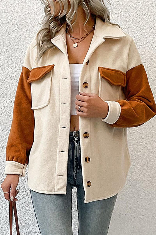 BUTTON DOWN LAPEL JACKET WITH POCKETS - Doublju