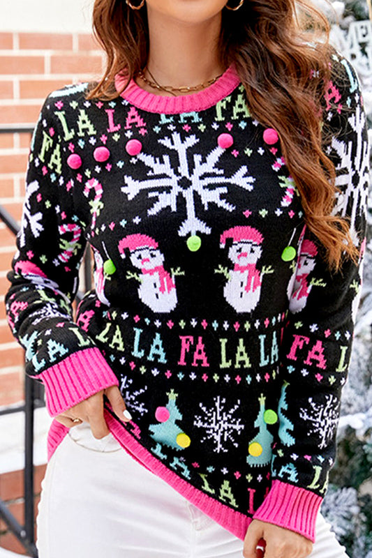 WOMEN CUTE WINTER PATTERNED LONG SLEEVE SWEATER