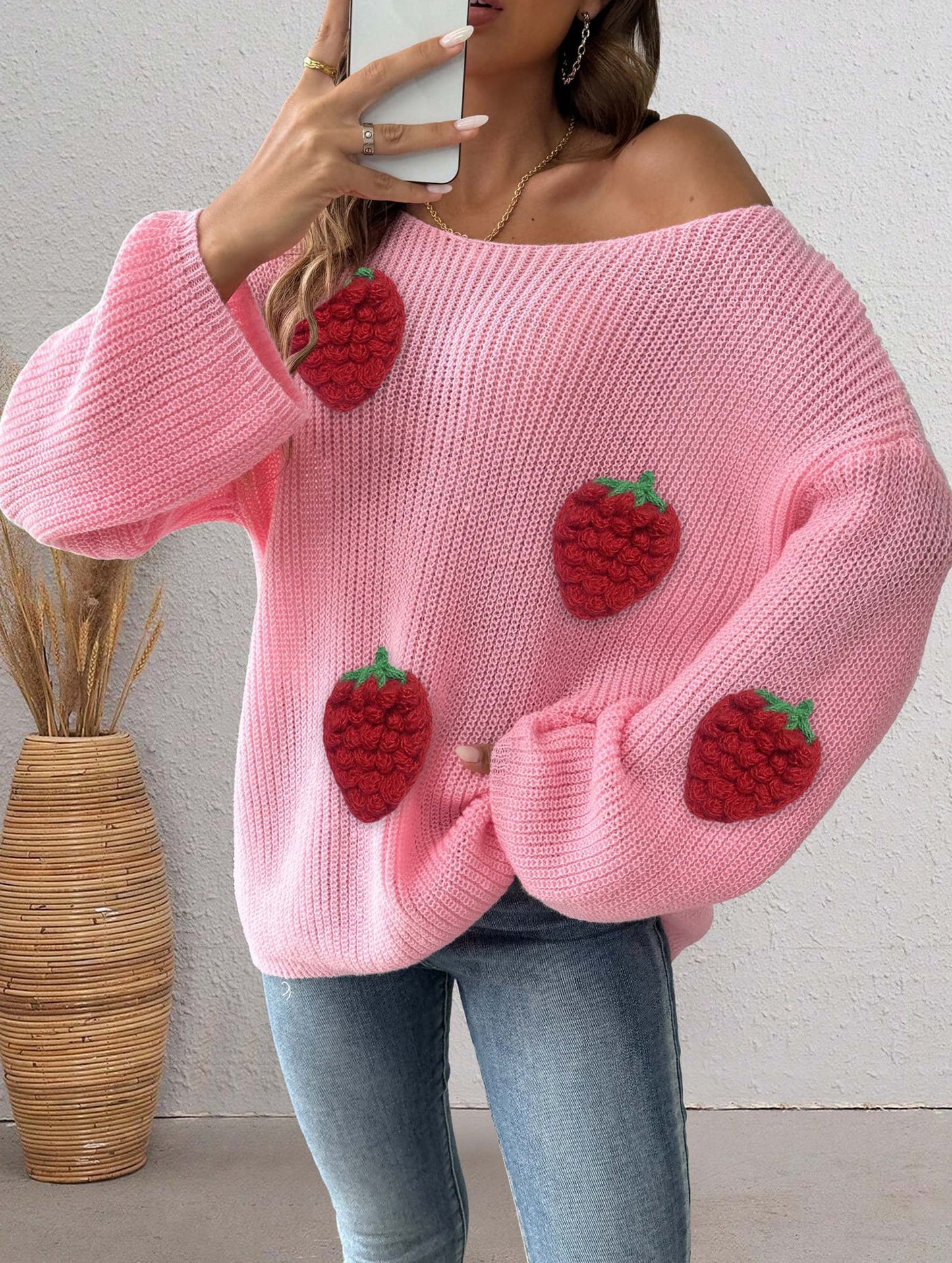 Loose Off-the-shoulder Sweater with Bell Sleeves