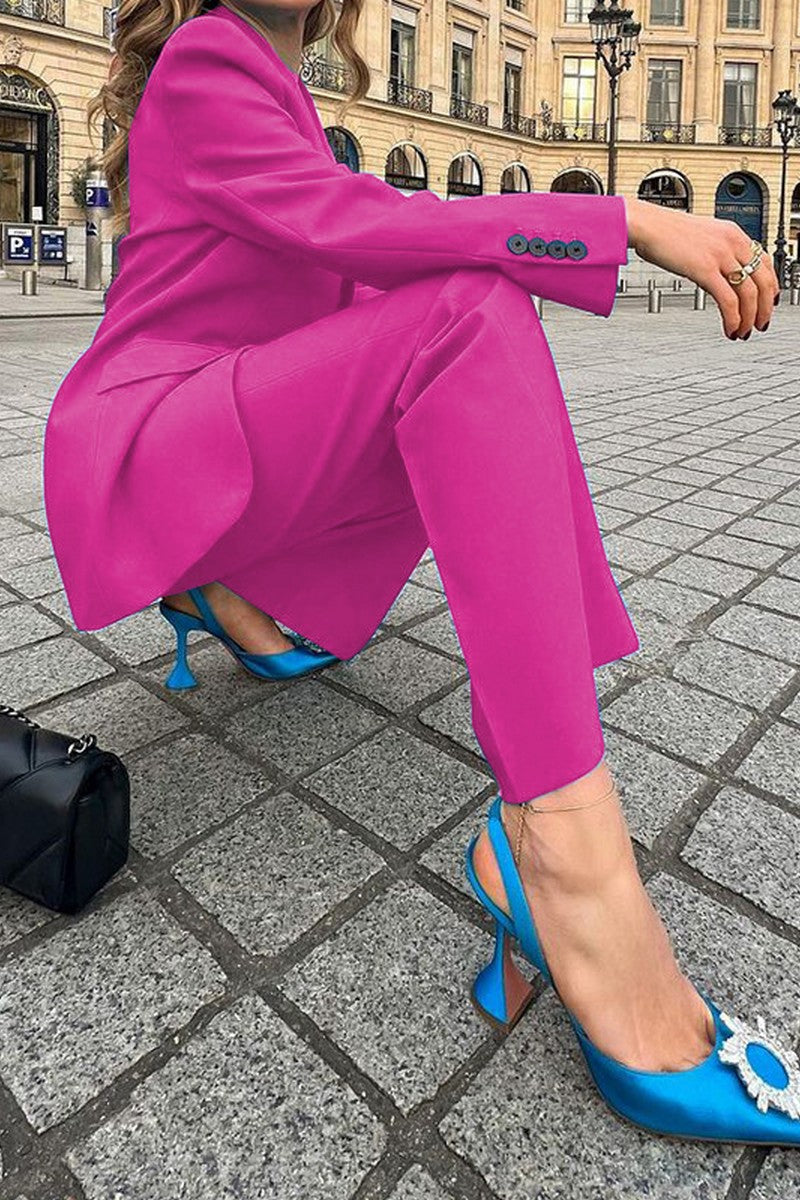 WOMEN OFFICE WORK ONE BUTTON BLAZER AND PANTS SET