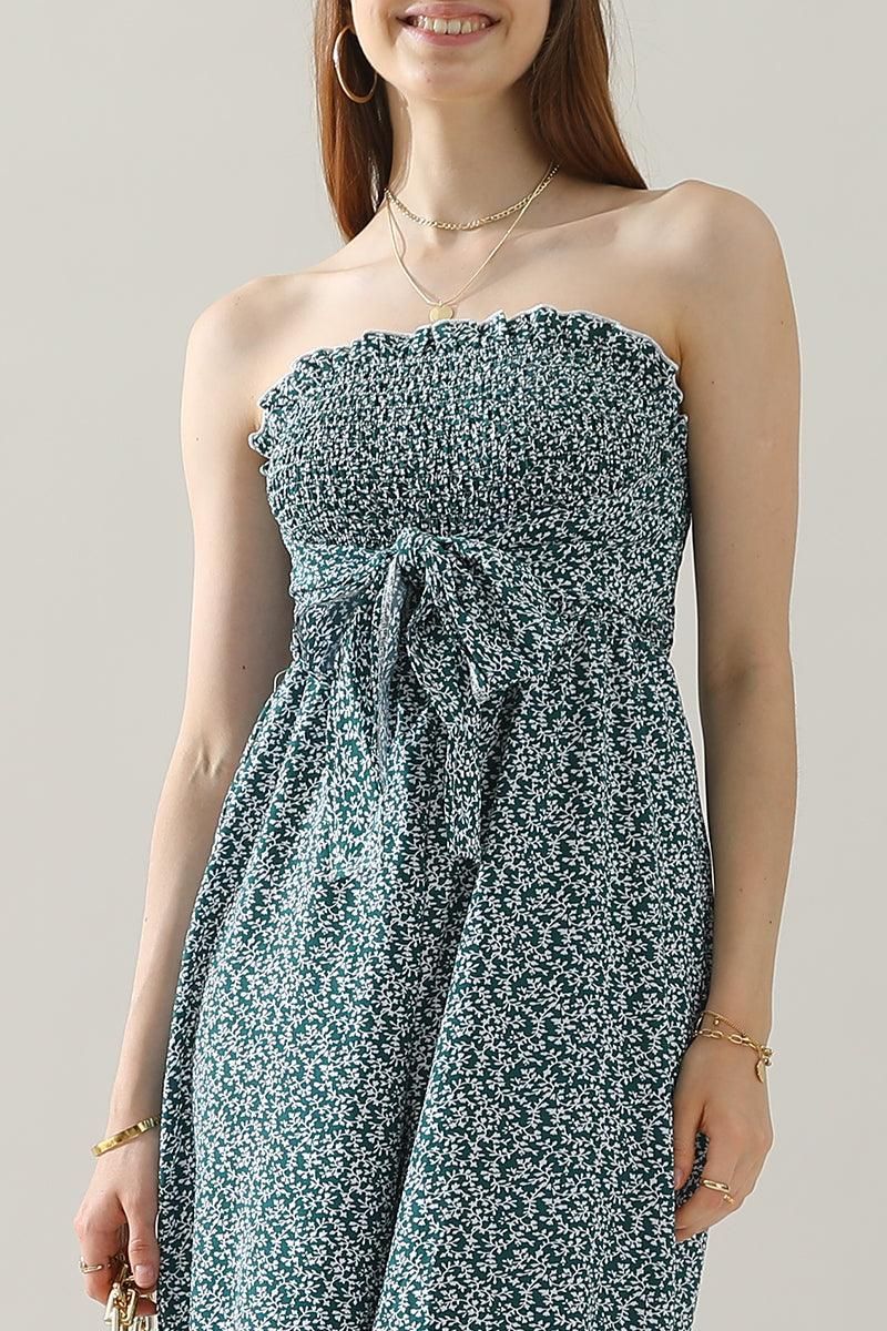 BIG RIBBON RUFFLED TANK TOP WIDE JUMPSUIT - Doublju