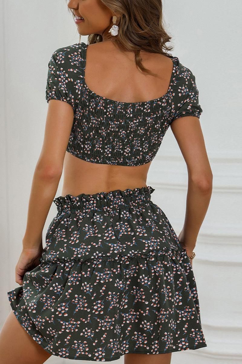 BEACH STYLE SEXY CROP TOP SKIRT SUIT SET - Doublju