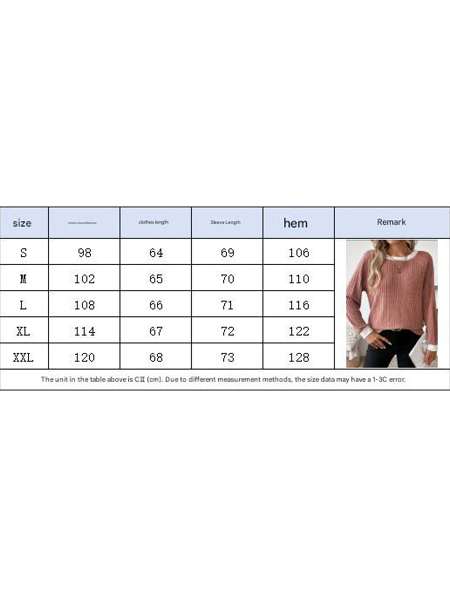 Crew neck long sleeve ribbed warm sweater