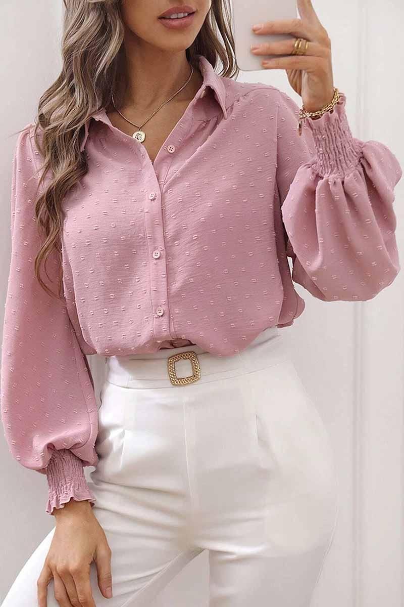 DOT LUFFLE LONG SLEEVE COLLAR SHIRTS - Doublju