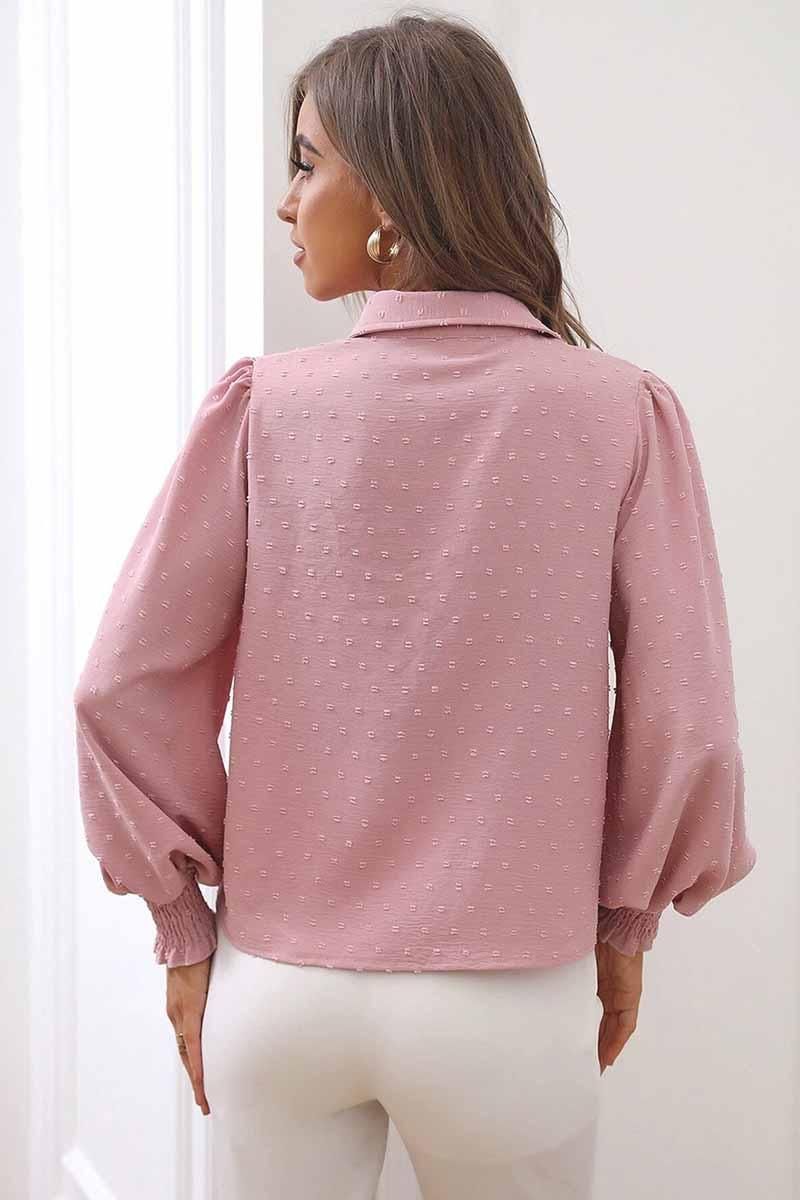 DOT LUFFLE LONG SLEEVE COLLAR SHIRTS - Doublju