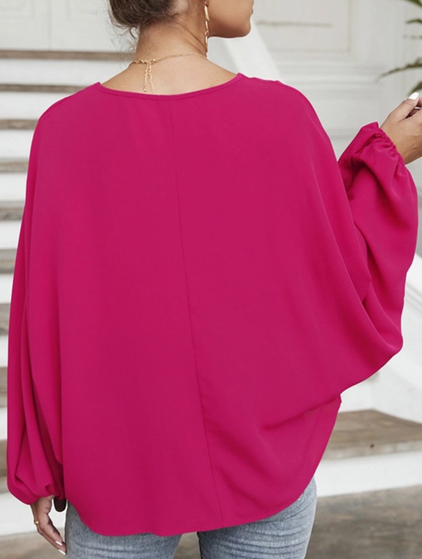 Short V-Neck Lace-Up Casual Top for Women